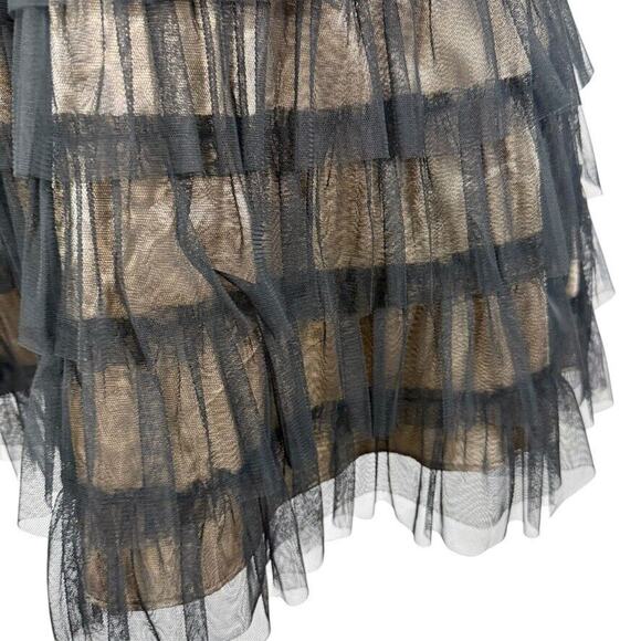 Deb Womens Black Tulle Lace Ruffle Whimsigoth Strapless Coquette Prom Dress 9/10 - Picture 7 of 16